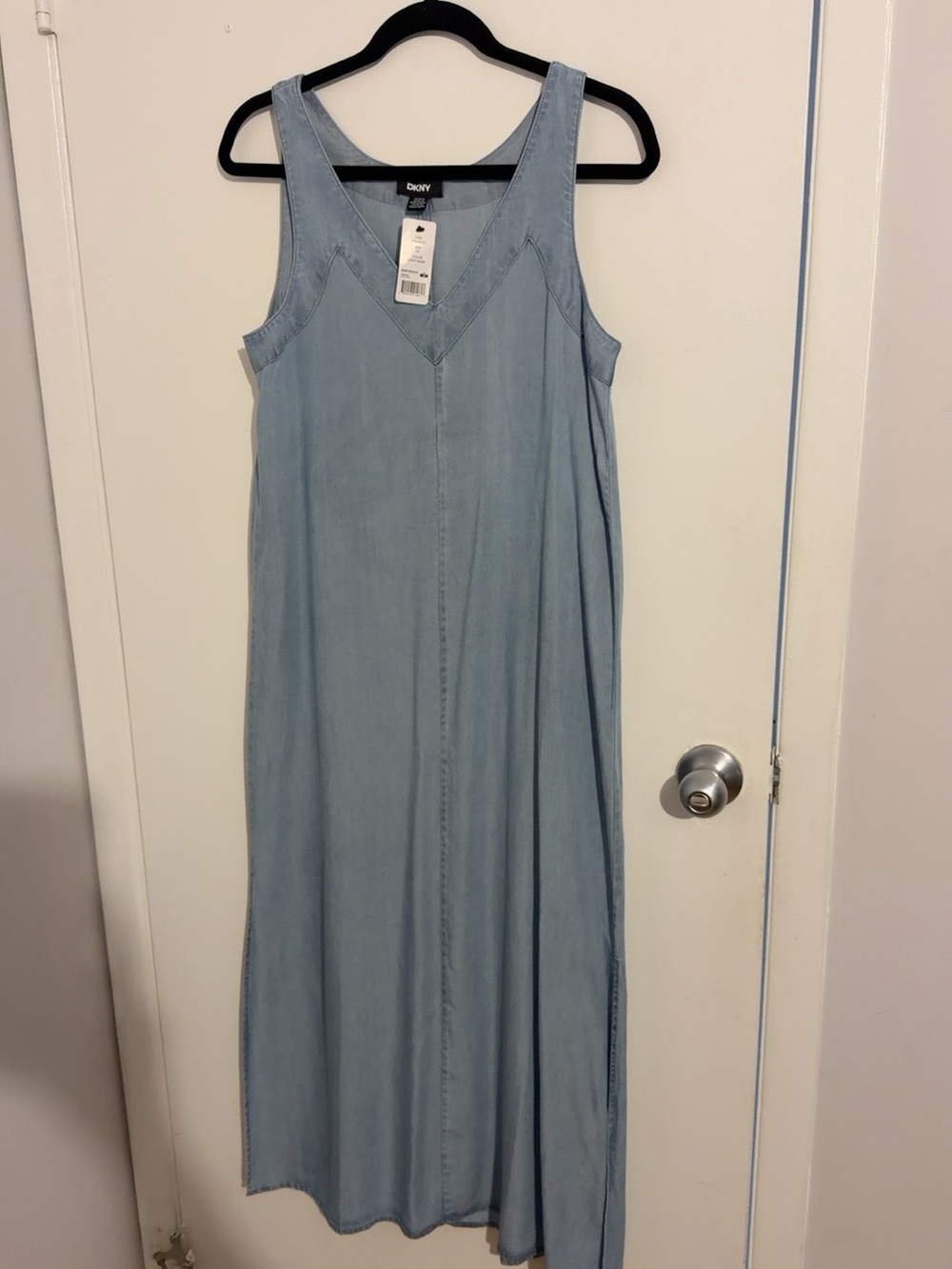 DKNY Light Wash Chambray Maxi Dress Size XS NWT $115